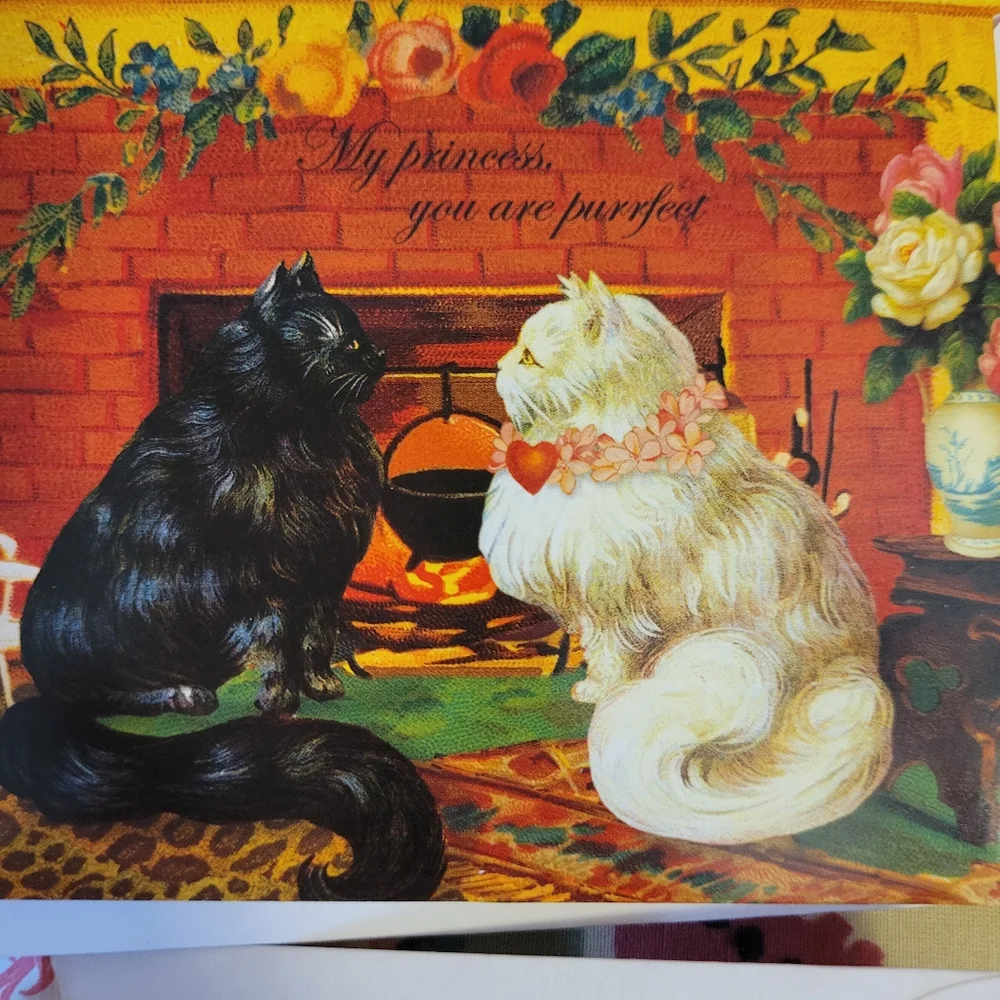 Punch Studio Victorian Look Valentine Cards 4 New Cats Hearts Scrapbook Journal